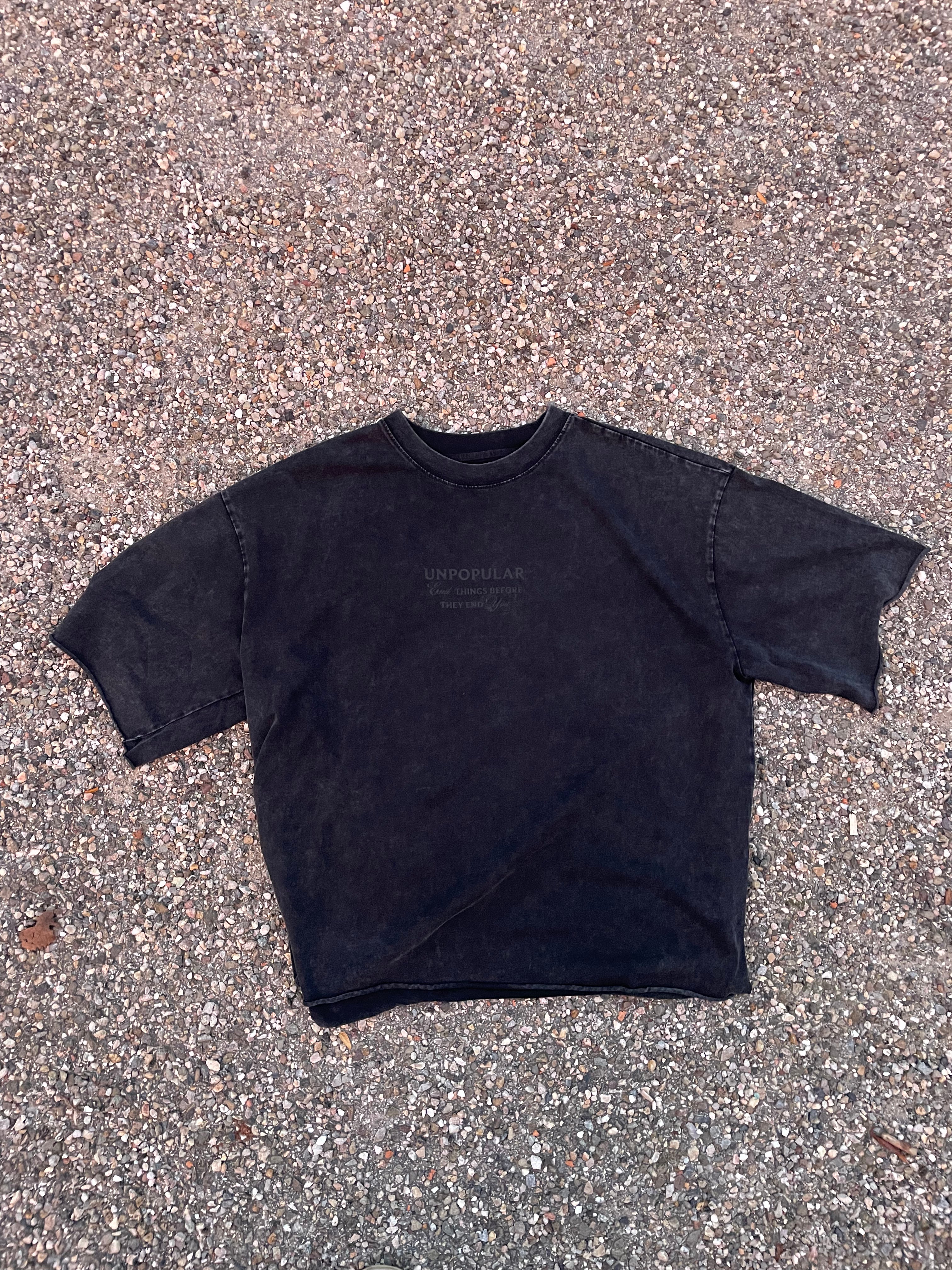 "End" Cropped Snow Washed Tee
