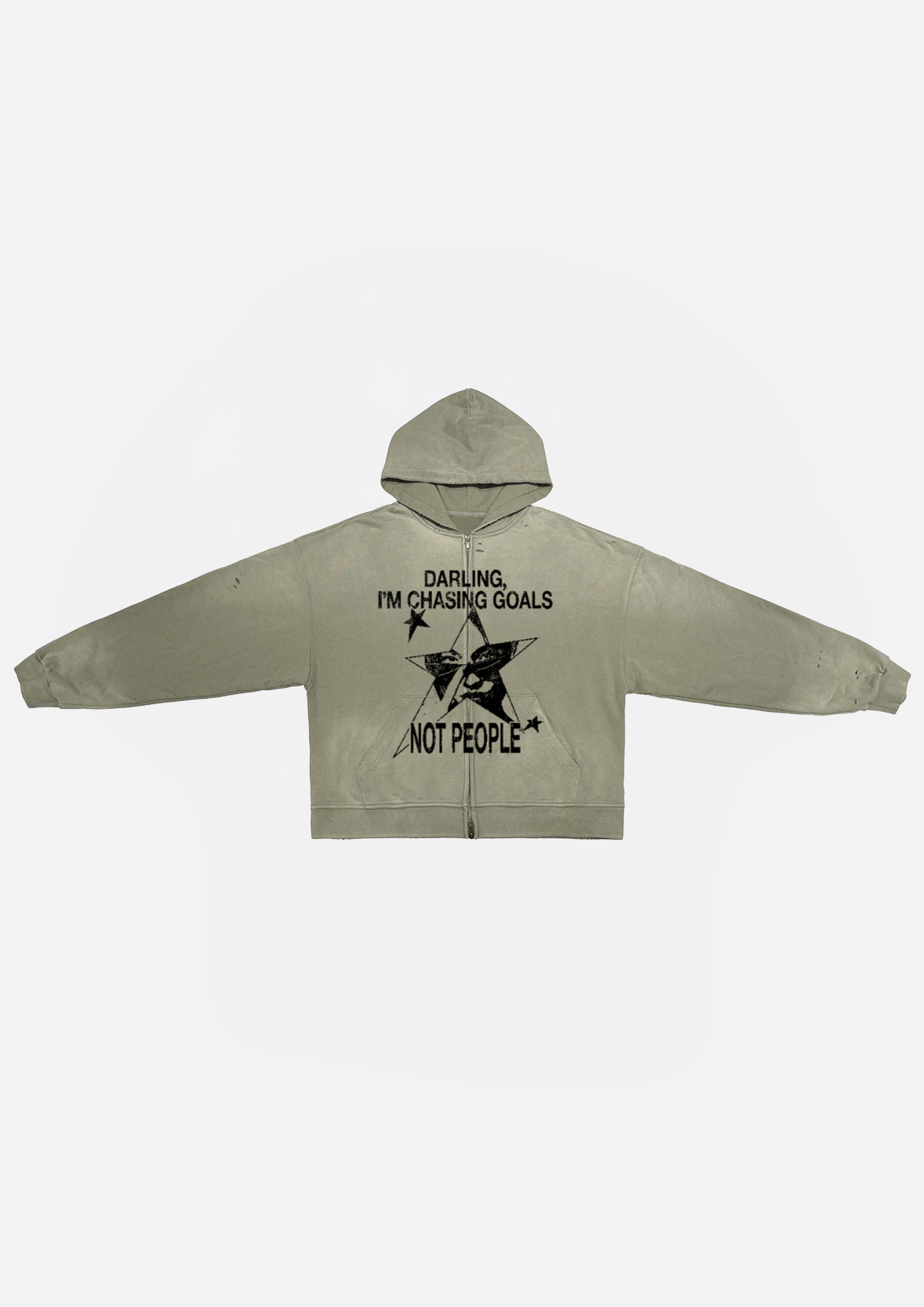 "Goals" Unisex Washed Zip-Up Hoodie