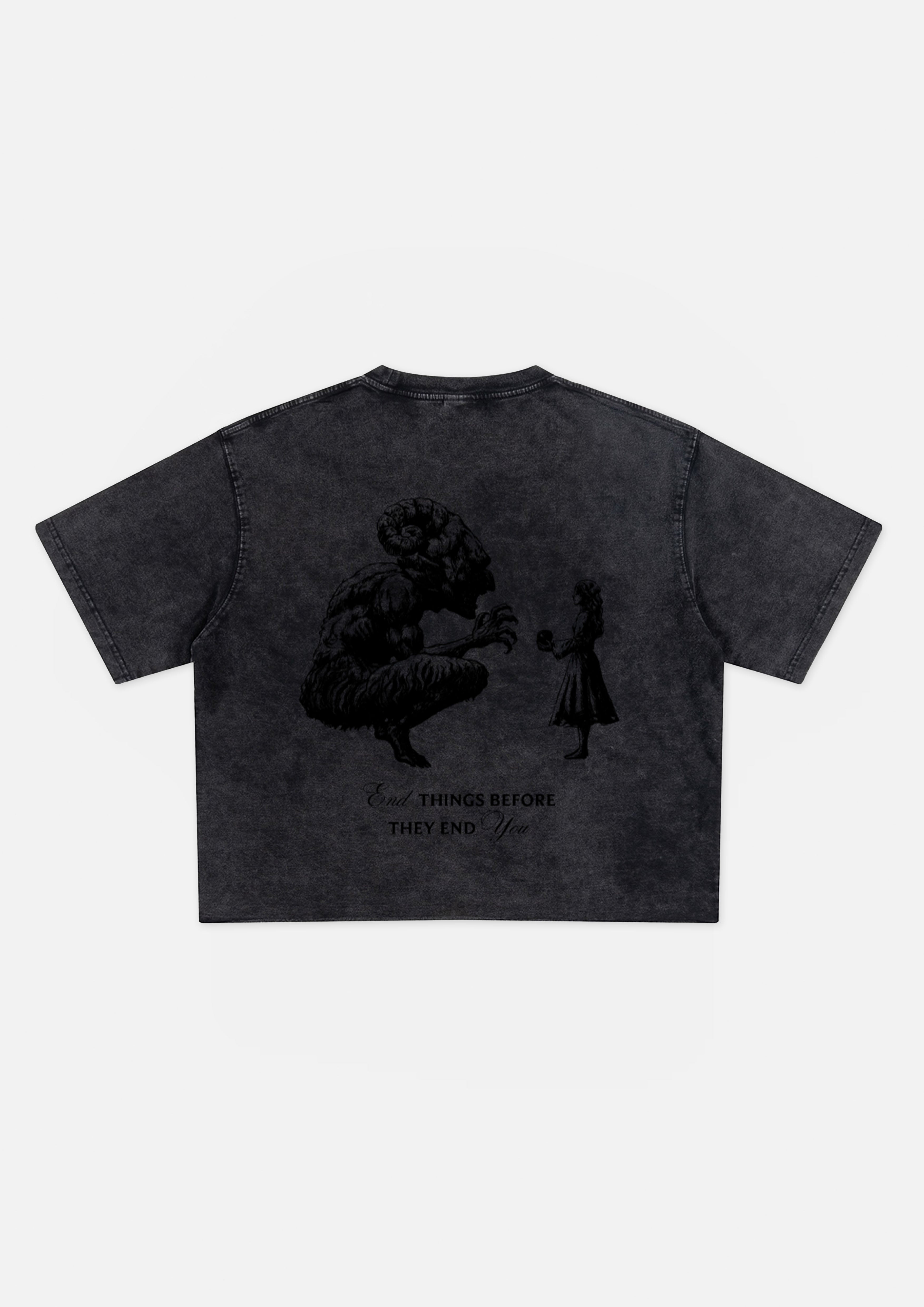 "End" Cropped Snow Washed Tee